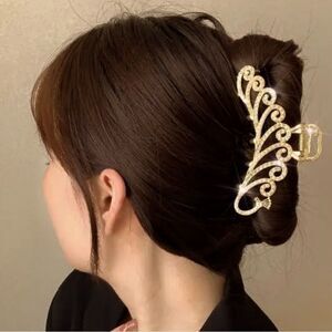 NEW Elegant Gold Rhinestone Geometric Metal Hair Claw Vintage Hair Clips WEDDING